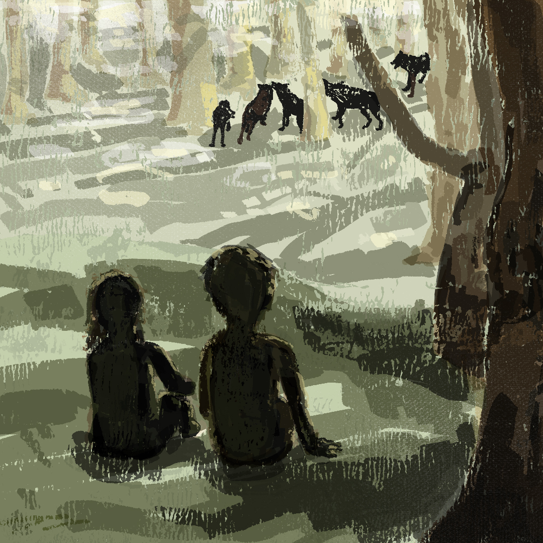 Carl and Toni watching a pack of wolves