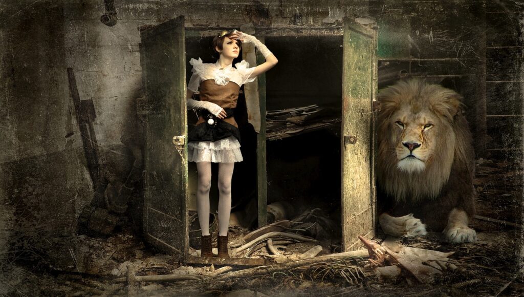 woman, wardrobe, lion-2320581.jpg